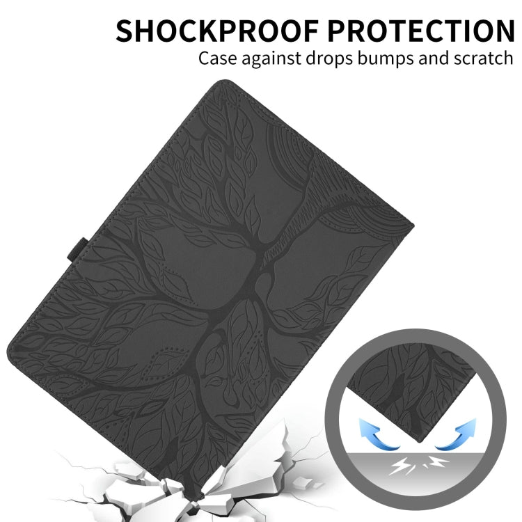 For Honor Pad 9 Tree Life Embossed Rotation Leather Tablet Case(Black) - Honor by PMC TechLife | Online Shopping South Africa | PMC TechLife | Buy Now Pay Later Mobicred