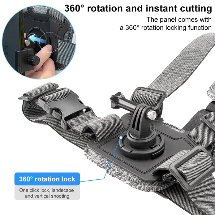 6 in 1 Phone Clamp Adjustable Body Mount Belt Chest Strap with Mount & Screw(Grey) - Chest Belt by RUIGPRO | Online Shopping South Africa | PMC Jewellery | Buy Now Pay Later Mobicred