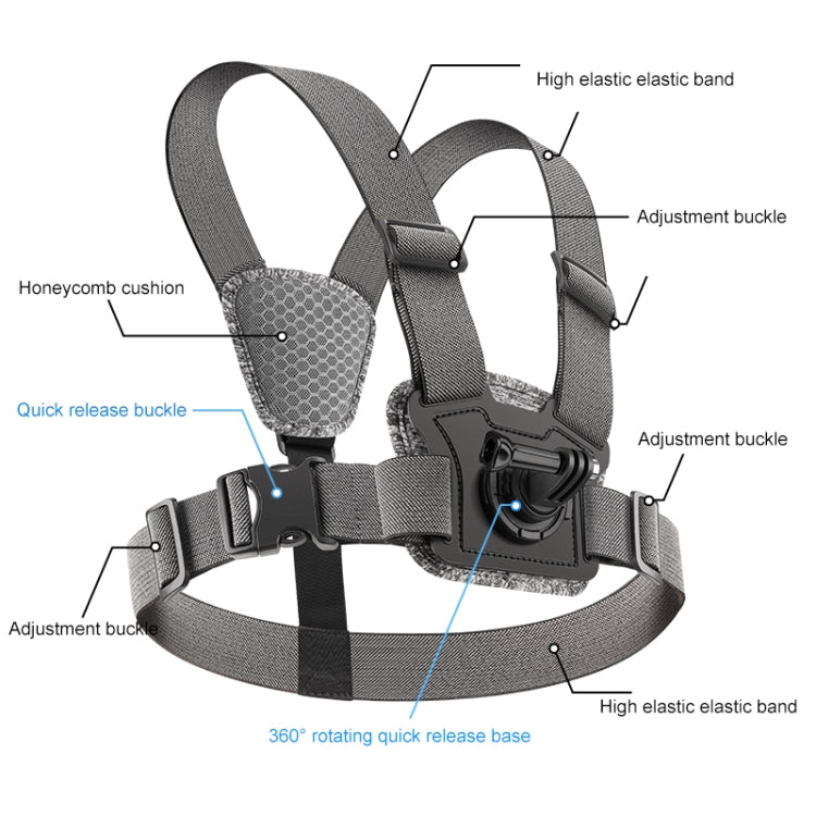 7 in 1 Phone Clamp Adjustable Body Mount Belt Chest Strap with Mount & Screw(Grey) - free shipping - PMC TechLife - Order now!