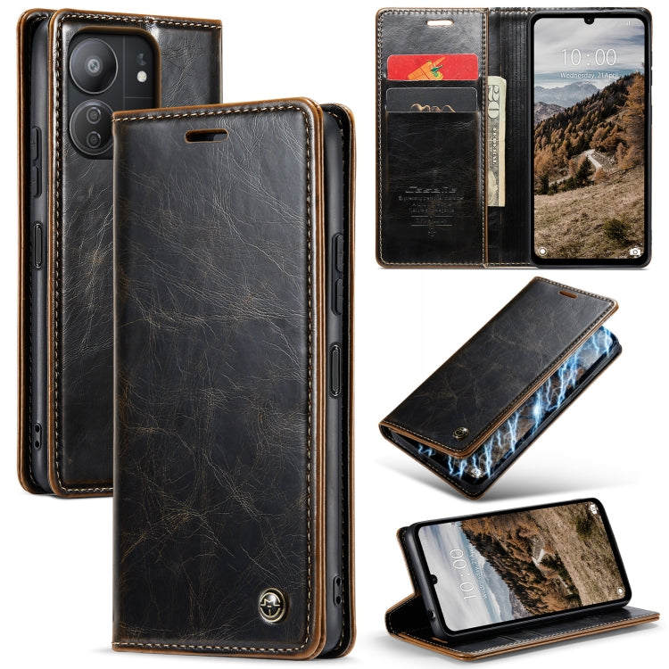 For Xiaomi Redmi 13C CaseMe 003 Crazy Horse Texture Flip Leather Phone Case(Coffee) - Xiaomi Cases by CaseMe | Online Shopping South Africa | PMC Jewellery | Buy Now Pay Later Mobicred