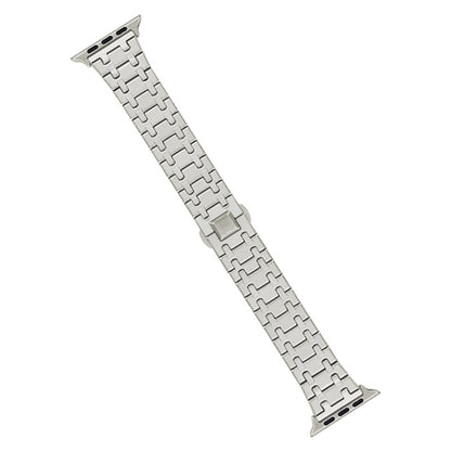 For Apple Watch SE 2023 44mm Double T Stainless Steel Watch Band(Starlight) - Watch Bands by PMC Jewellery | Online Shopping South Africa | PMC Jewellery