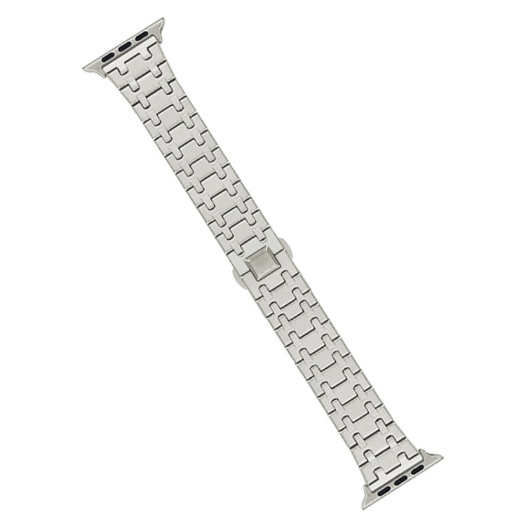 For Apple Watch SE 2023 40mm Double T Stainless Steel Watch Band(Starlight) - Watch Bands by PMC Jewellery | Online Shopping South Africa | PMC Jewellery