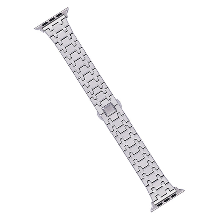 For Apple Watch Series 9 45mm Double T Stainless Steel Watch Band(Silver) - Watch Bands by PMC Jewellery | Online Shopping South Africa | PMC Jewellery