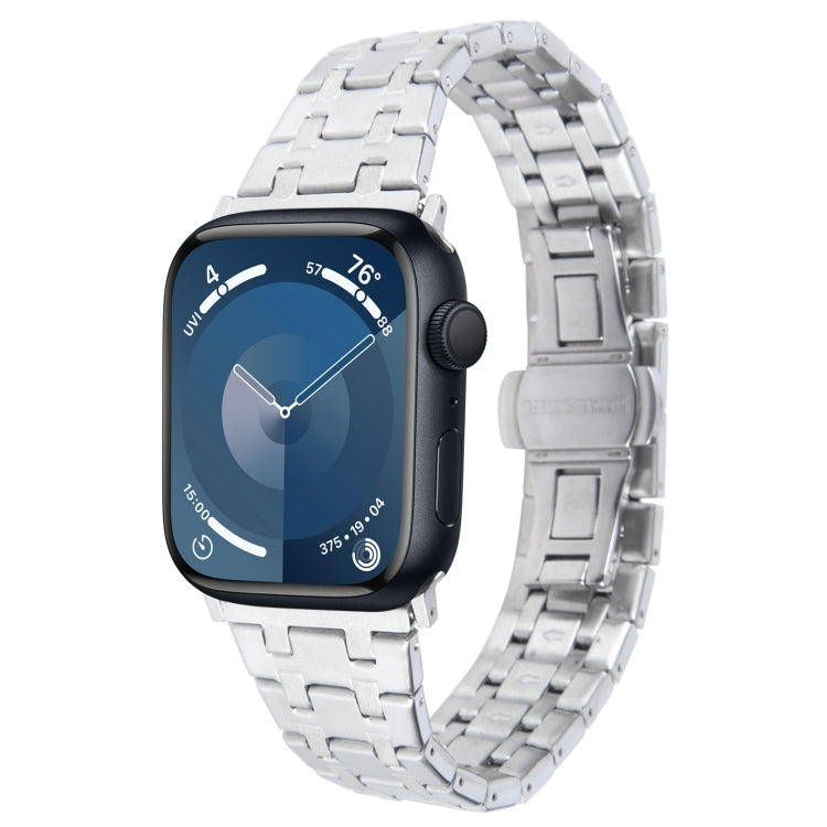 For Apple Watch Series 9 41mm Double T Stainless Steel Watch Band(Silver) - Watch Bands by PMC Jewellery | Online Shopping South Africa | PMC Jewellery