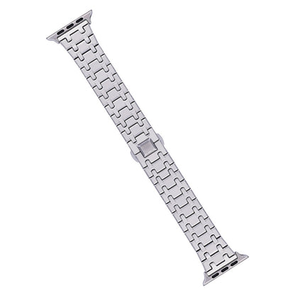 For Apple Watch Series 9 41mm Double T Stainless Steel Watch Band(Silver) - Watch Bands by PMC Jewellery | Online Shopping South Africa | PMC Jewellery