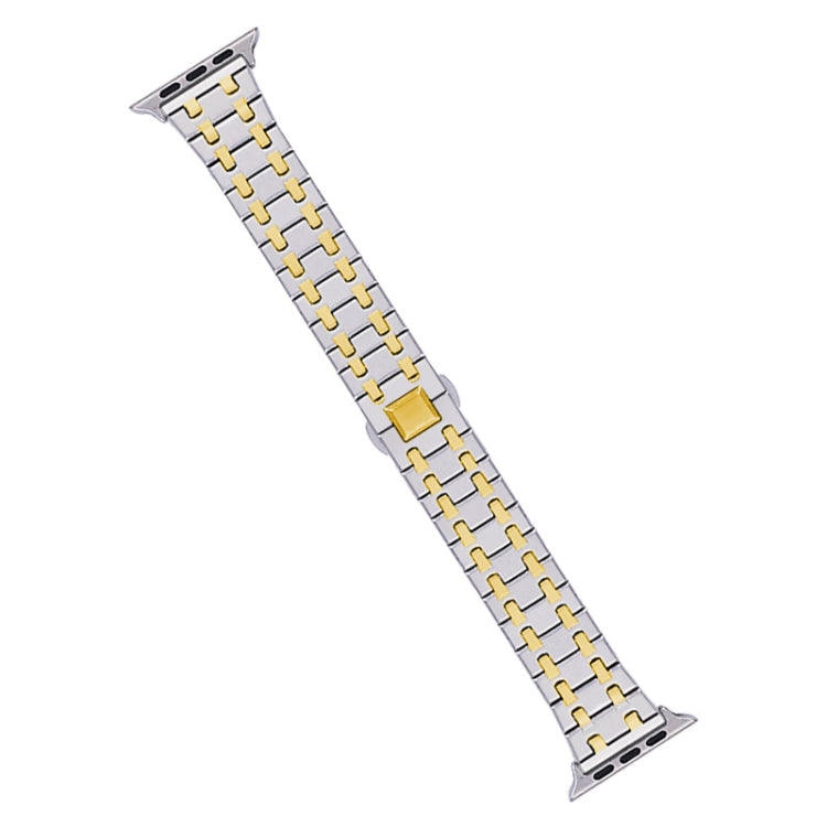 For Apple Watch Ultra 49mm Double T Stainless Steel Watch Band(Silver Gold) - Watch Bands by PMC Jewellery | Online Shopping South Africa | PMC Jewellery