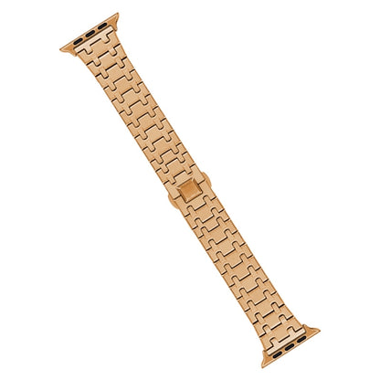 For Apple Watch Series 8 41mm Double T Stainless Steel Watch Band(Rose Gold) - Watch Bands by PMC Jewellery | Online Shopping South Africa | PMC Jewellery