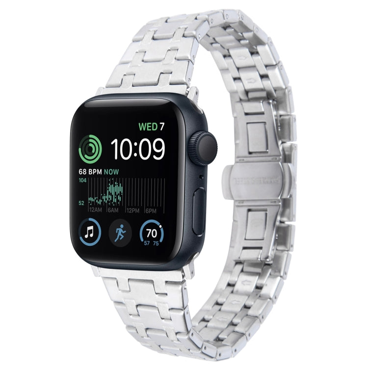 For Apple Watch SE 2022 44mm Double T Stainless Steel Watch Band(Silver) - Watch Bands by PMC Jewellery | Online Shopping South Africa | PMC Jewellery