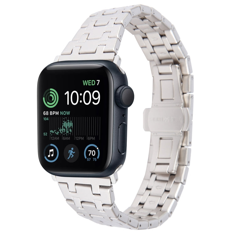 For Apple Watch SE 40mm Double T Stainless Steel Watch Band(Starlight) - Watch Bands by PMC Jewellery | Online Shopping South Africa | PMC Jewellery