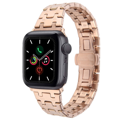 For Apple Watch Series 5 40mm Double T Stainless Steel Watch Band(Rose Gold) - Watch Bands by PMC Jewellery | Online Shopping South Africa | PMC Jewellery