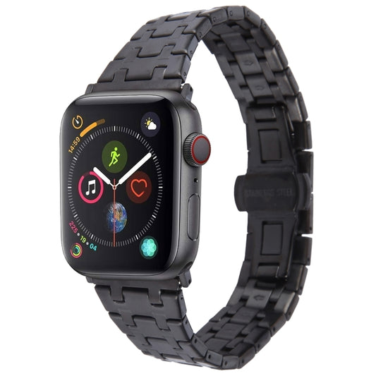 For Apple Watch Series 4 40mm Double T Stainless Steel Watch Band(Black) - Watch Bands by PMC Jewellery | Online Shopping South Africa | PMC Jewellery