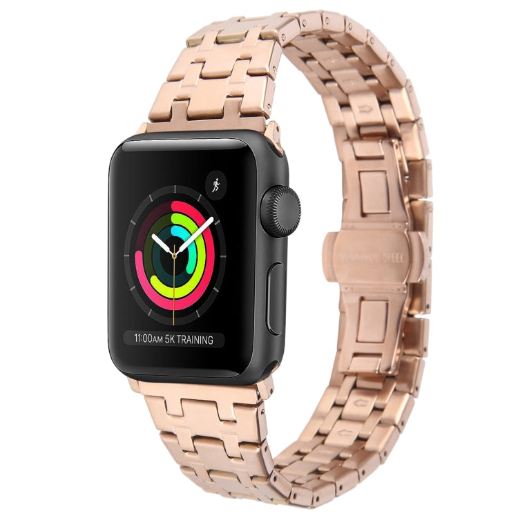 For Apple Watch Series 3 38mm Double T Stainless Steel Watch Band(Rose Gold) - Watch Bands by PMC Jewellery | Online Shopping South Africa | PMC Jewellery