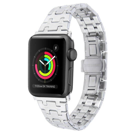 For Apple Watch Series 3 38mm Double T Stainless Steel Watch Band(Silver) - Watch Bands by PMC Jewellery | Online Shopping South Africa | PMC Jewellery