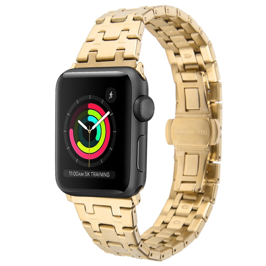 For Apple Watch Series 2 42mm Double T Stainless Steel Watch Band(Gold) - Watch Bands by PMC Jewellery | Online Shopping South Africa | PMC Jewellery