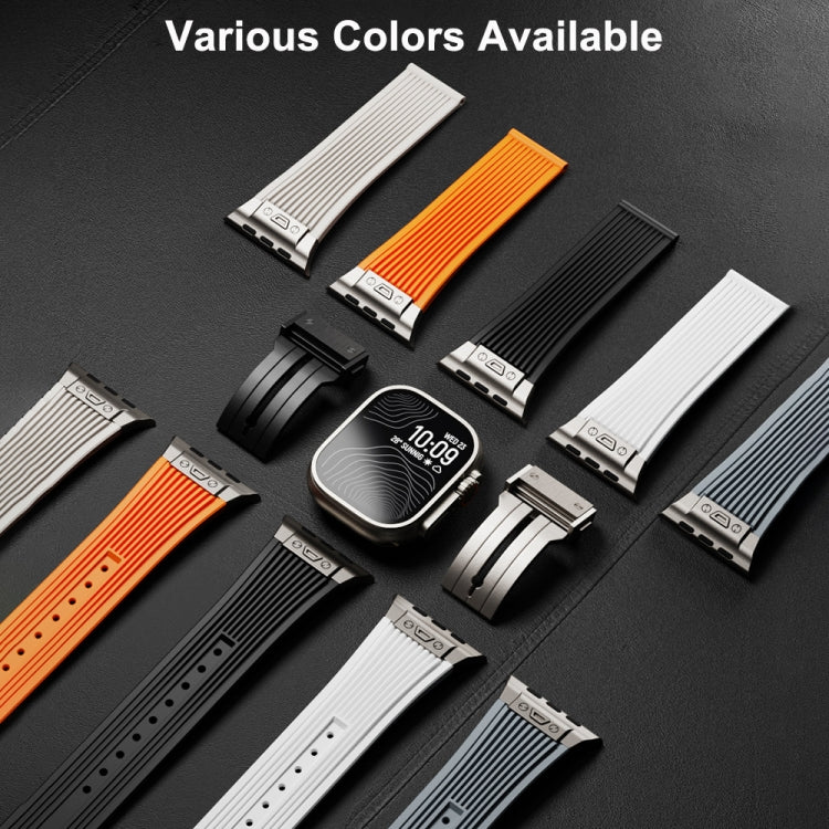 For Apple Watch Series 3 42mm Vertical Texture Titanium Buckle Elastic Silicone Watch Band(Grey) - free shipping - PMC TechLife - Order now!