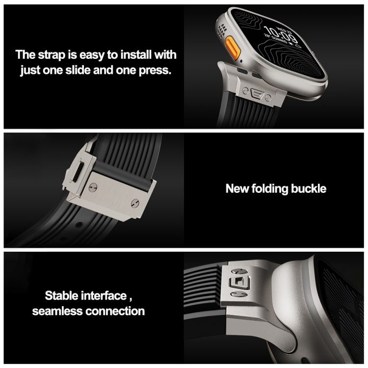 For Apple Watch Series 5 44mm Vertical Texture Titanium Buckle Elastic Silicone Watch Band(White) - Watch Bands by PMC TechLife | Online Shopping South Africa | PMC TechLife | Buy Now Pay Later Mobicred