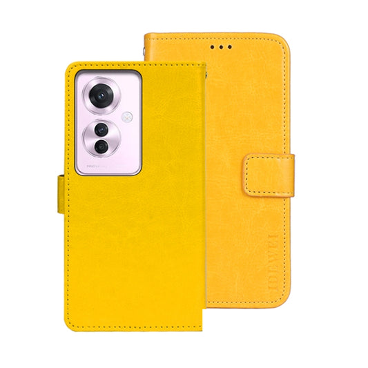 For OPPO Reno11 F 5G idewei Crazy Horse Texture Leather Phone Case(Yellow) - Reno11 F Cases by idewei | Online Shopping South Africa | PMC Jewellery | Buy Now Pay Later Mobicred