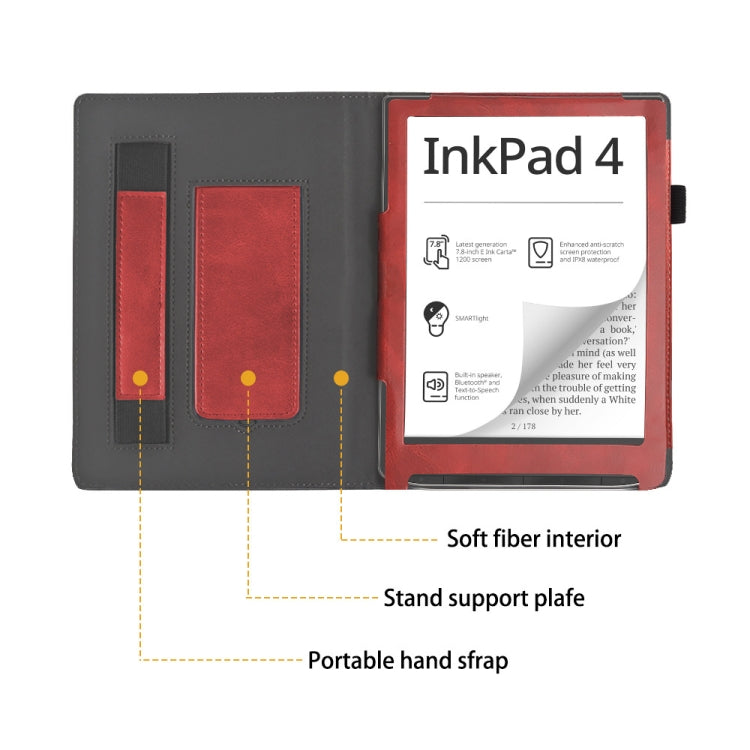 For Pocketbook InkPad 4 / Color 2 / 3 Calfskin Leather Smart Tablet Case(Red) - Others by PMC TechLife | Online Shopping South Africa | PMC TechLife | Buy Now Pay Later Mobicred