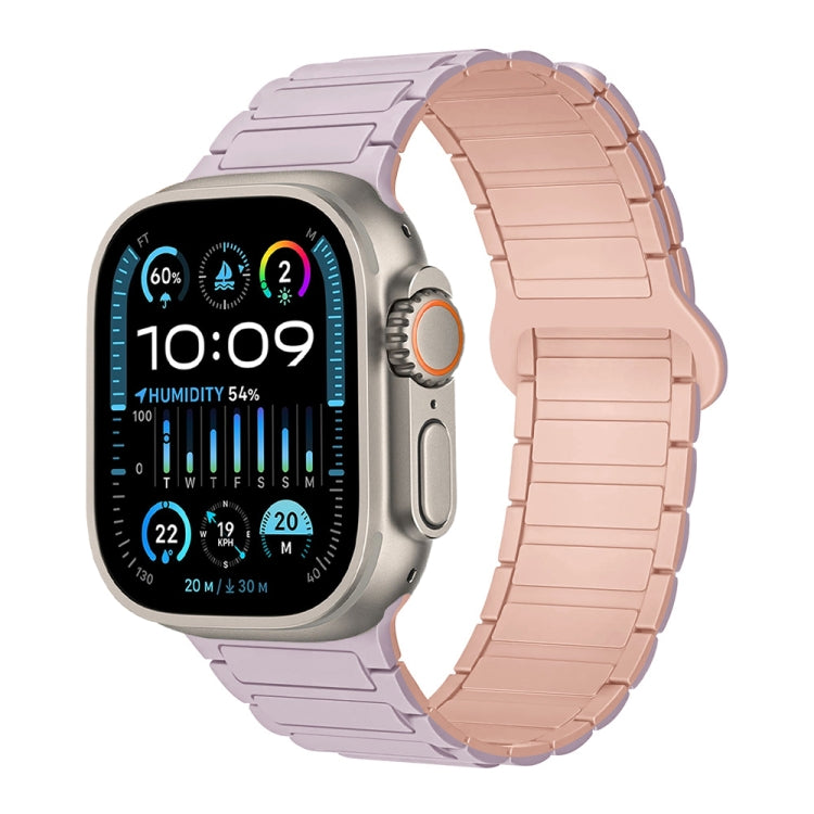 For Apple Watch Ultra 2 49mm I-Shaped Magnetic Silicone Watch Band(Light Purple Pink) - Watch Bands by PMC Jewellery | Online Shopping South Africa | PMC Jewellery