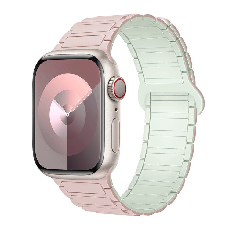 For Apple Watch Series 9 45mm I-Shaped Magnetic Silicone Watch Band(Pink Mint) - Watch Bands by PMC Jewellery | Online Shopping South Africa | PMC Jewellery