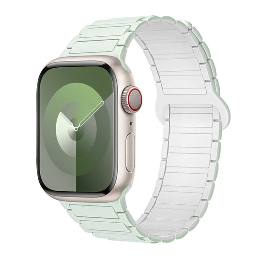 For Apple Watch Series 8 41mm I-Shaped Magnetic Silicone Watch Band(Mint White) - Watch Bands by PMC Jewellery | Online Shopping South Africa | PMC Jewellery