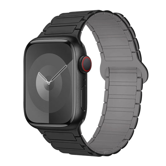 For Apple Watch SE 44mm I-Shaped Magnetic Silicone Watch Band(Black Gray) - Watch Bands by PMC Jewellery | Online Shopping South Africa | PMC Jewellery