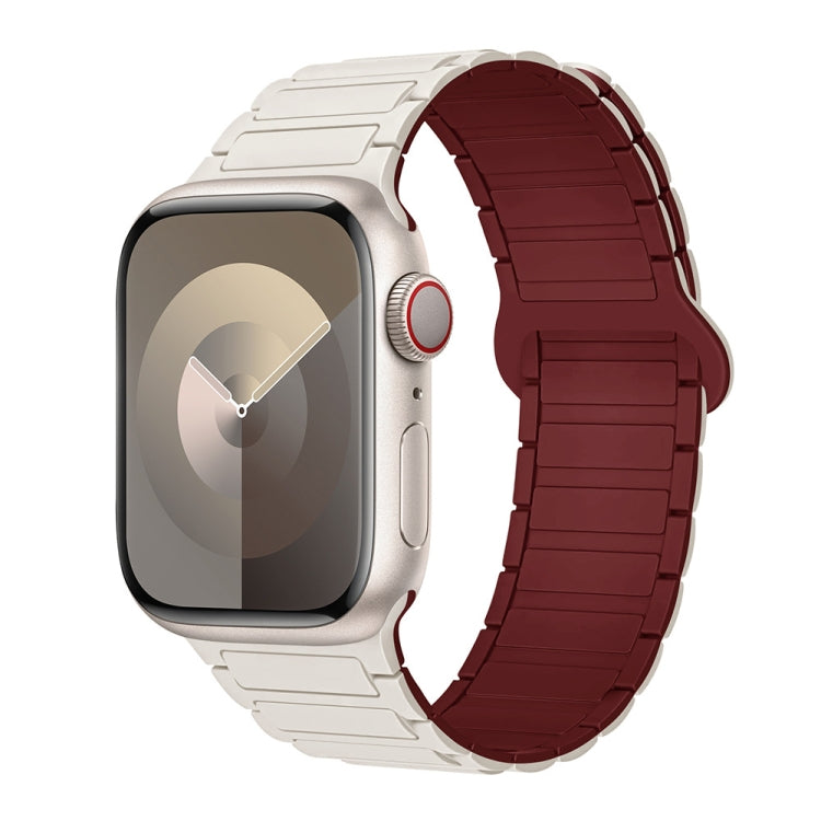 For Apple Watch Series 5 40mm I-Shaped Magnetic Silicone Watch Band(Starlight Wine Red) - Watch Bands by PMC Jewellery | Online Shopping South Africa | PMC Jewellery