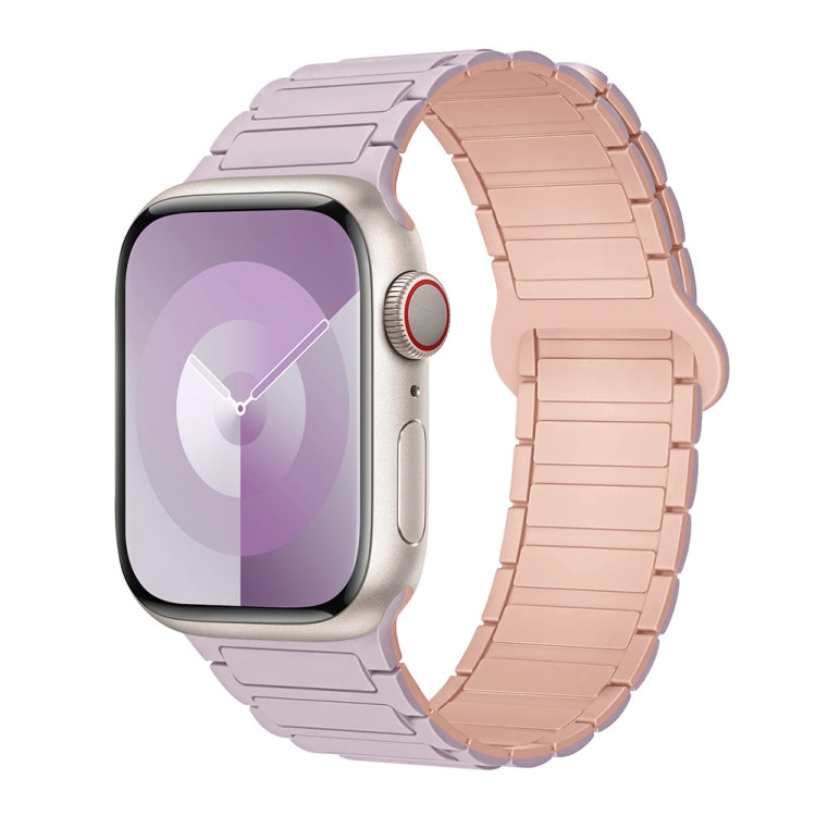 For Apple Watch Series 3 42mm I-Shaped Magnetic Silicone Watch Band(Light Purple Pink) - Watch Bands by PMC Jewellery | Online Shopping South Africa | PMC Jewellery