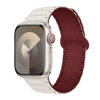 For Apple Watch Series 2 42mm I-Shaped Magnetic Silicone Watch Band(Starlight Wine Red) - Watch Bands by PMC Jewellery | Online Shopping South Africa | PMC Jewellery