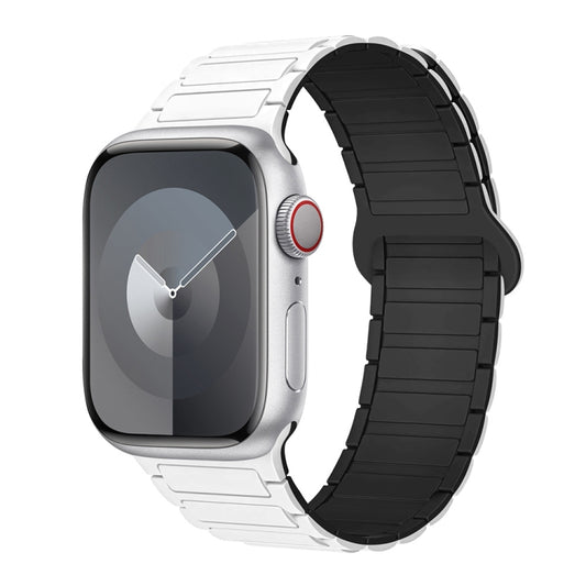 For Apple Watch Series 2 42mm I-Shaped Magnetic Silicone Watch Band(White Black) - Watch Bands by PMC Jewellery | Online Shopping South Africa | PMC Jewellery