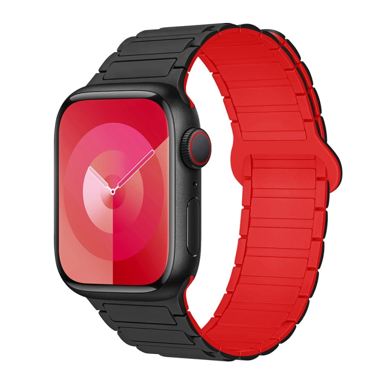 For Apple Watch 42mm I-Shaped Magnetic Silicone Watch Band(Black Red) - Watch Bands by PMC TechLife | Online Shopping South Africa | PMC TechLife