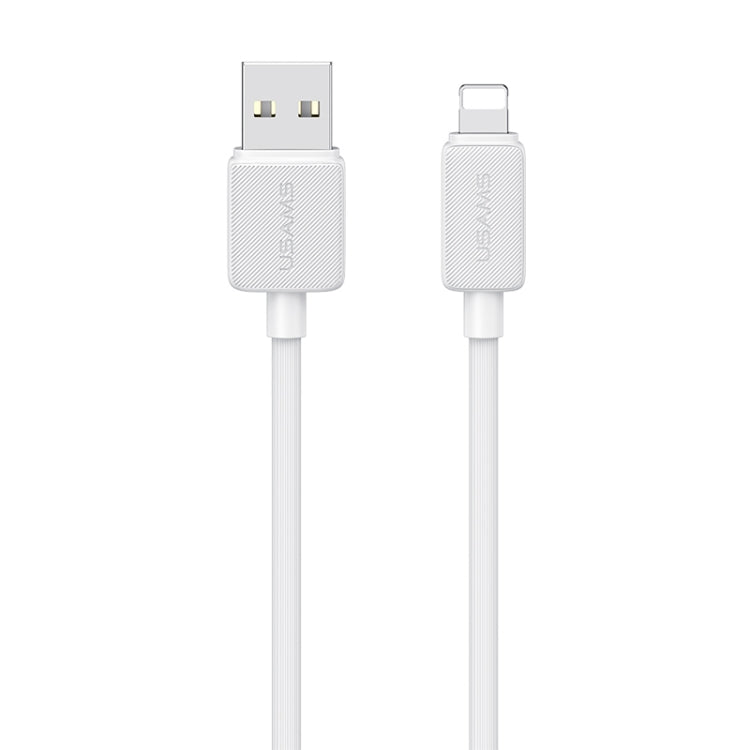 USAMS US-SJ694 USB to 8 Pin 2.4A Striped Fast Charge Data Cable, Length:2m(White) - Normal Style Cable by USAMS | Online Shopping South Africa | PMC Jewellery | Buy Now Pay Later Mobicred