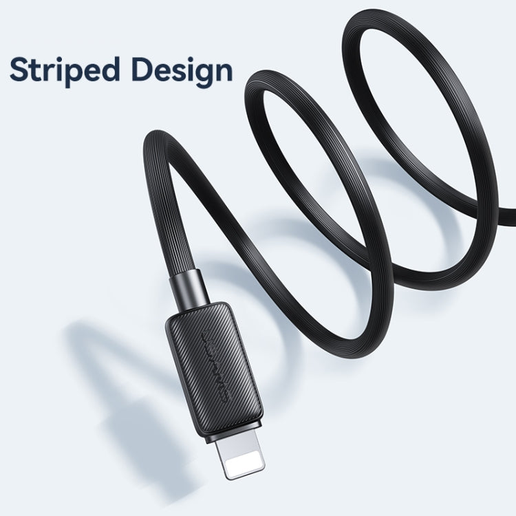 USAMS US-SJ689 USB to 8 Pin 2.4A Striped Fast Charge Data Cable, Length:1m(Black) - Normal Style Cable by USAMS | Online Shopping South Africa | PMC Jewellery | Buy Now Pay Later Mobicred