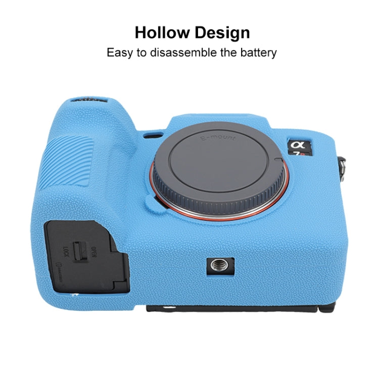 For Sony ILCE7RM5 / A7R5 Litchi Texture Soft Silicone Protective Case(Blue) - Protective Case by PMC TechLife | Online Shopping South Africa | PMC TechLife | Buy Now Pay Later Mobicred
