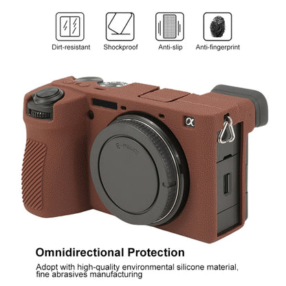 For Sony ILCE-6700 / A6700 Litchi Texture Soft Silicone Protective Case(Coffee) - Protective Case by PMC Jewellery | Online Shopping South Africa | PMC Jewellery