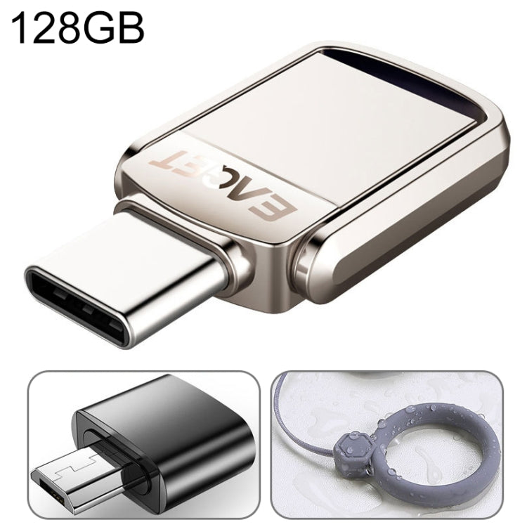 EAGET 128G USB 3.1 + USB-C Interface Metal Twister Flash U Disk, with Micro USB Adapter & Lanyard - free shipping - PMC Jewellery - Order now!