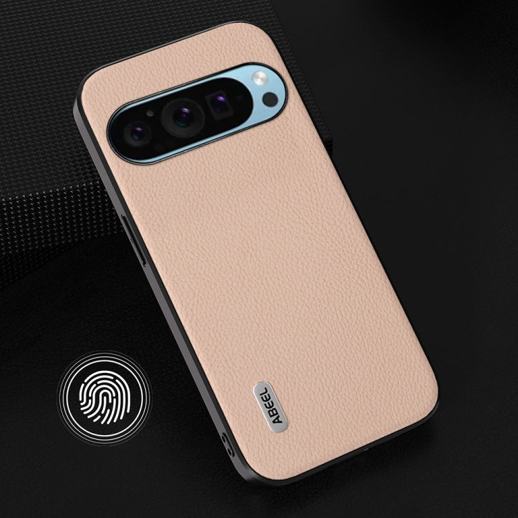 For Google Pixel 9 ABEEL Genuine Leather + PC Litchi Texture Phone Case(Pink Gold) - Google Cases by PMC TechLife | Online Shopping South Africa | PMC TechLife | Buy Now Pay Later Mobicred