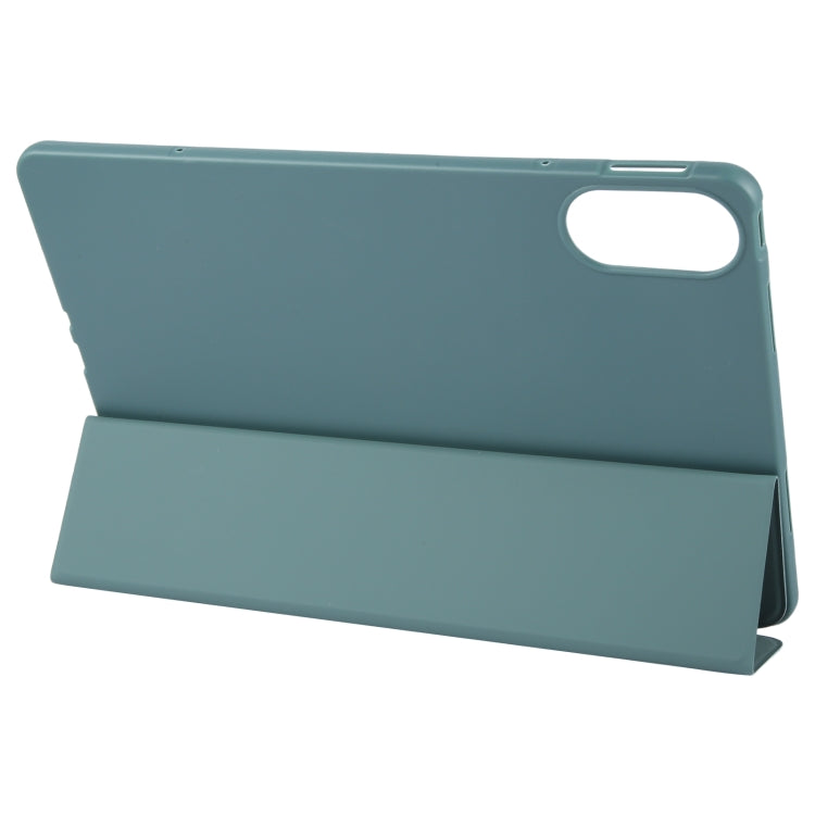 For Huawei MatePad SE 11 2024 Tri-fold Silicone Leather Tablet Case(Dark Green) - Huawei by PMC Jewellery | Online Shopping South Africa | PMC Jewellery | Buy Now Pay Later Mobicred