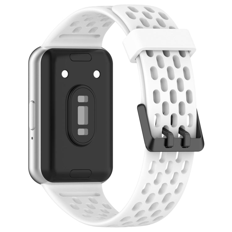 For Samsung Galaxy Fit 3 Hole Style Dual Buckle Silicone Watch Band(White) - Watch Bands by PMC Jewellery | Online Shopping South Africa | PMC Jewellery