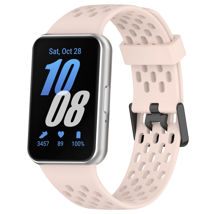 For Samsung Galaxy Fit 3 Hole Style Dual Buckle Silicone Watch Band(Light Pink) - Watch Bands by PMC Jewellery | Online Shopping South Africa | PMC Jewellery