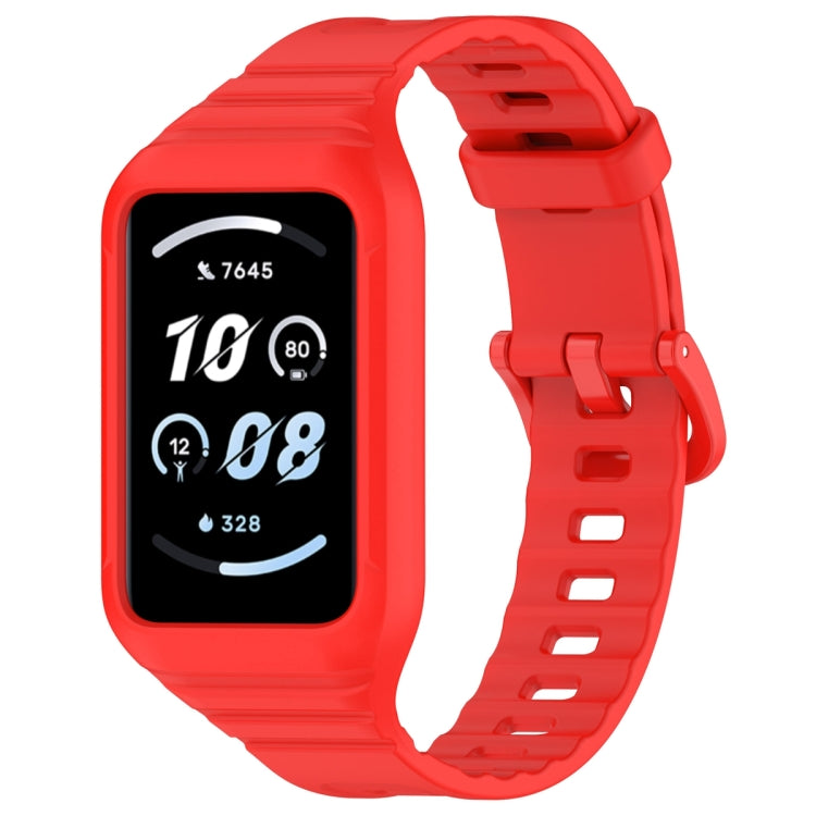 For Honor Band 10 / 9 Armor Integrated Silicone Watch Band(Red) - Watch Bands by PMC TechLife | Online Shopping South Africa | PMC TechLife | Buy Now Pay Later Mobicred