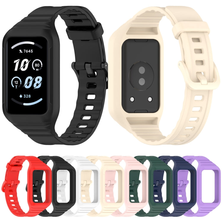 For Honor Band 10 / 9 Armor Integrated Silicone Watch Band(Red) - Watch Bands by PMC TechLife | Online Shopping South Africa | PMC TechLife | Buy Now Pay Later Mobicred