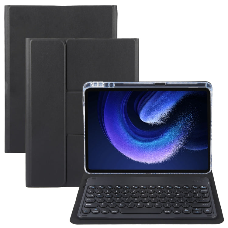 For Xiaomi Pad 6 Round Button Bluetooth Keyboard Rotatable Holder Leather Case(Black) - Others Keyboard by PMC Jewellery | Online Shopping South Africa | PMC Jewellery