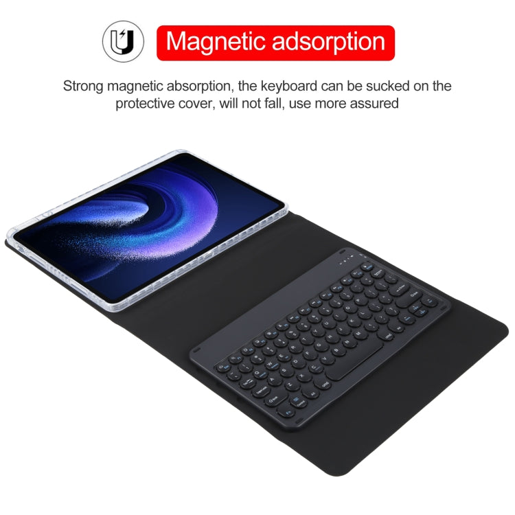 For Xiaomi Pad 6 Round Button Bluetooth Keyboard Rotatable Holder Leather Case(Black) - Others Keyboard by PMC TechLife | Online Shopping South Africa | PMC TechLife