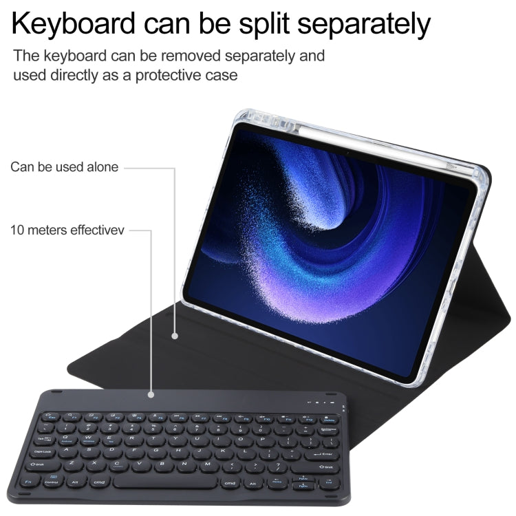 For Xiaomi Pad 6 Round Button Bluetooth Keyboard Rotatable Holder Leather Case(Black) - Others Keyboard by PMC TechLife | Online Shopping South Africa | PMC TechLife