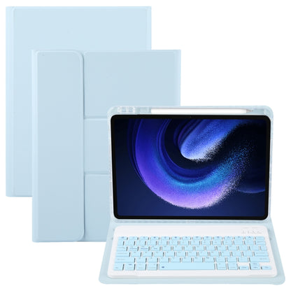 For Xiaomi Pad 6 Square Button Bluetooth Keyboard Rotatable Holder Leather Case(Sky Blue) - Others Keyboard by PMC Jewellery | Online Shopping South Africa | PMC Jewellery