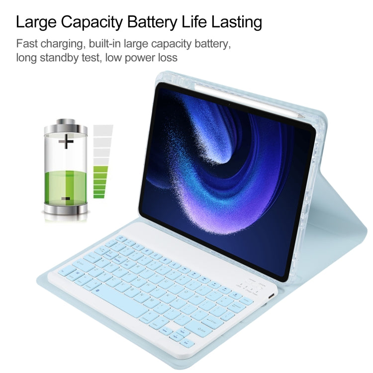 For Xiaomi Pad 6 Square Button Bluetooth Keyboard Rotatable Holder Leather Case(Sky Blue) - Xiaomi Keyboard by PMC TechLife | Online Shopping South Africa | PMC TechLife | Buy Now Pay Later Mobicred