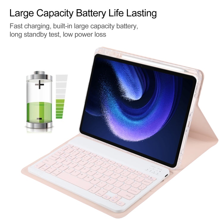 For Xiaomi Pad 6 Square Button Bluetooth Keyboard Rotatable Holder Leather Case(Rose Gold) - Others Keyboard by PMC Jewellery | Online Shopping South Africa | PMC Jewellery