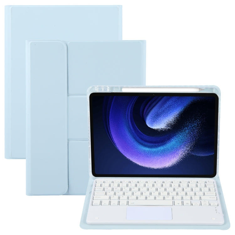 For Xiaomi Pad 6 Square Button Bluetooth Keyboard Rotatable Holder Leather Case with Touchpad(Sky Blue) - Others Keyboard by PMC TechLife | Online Shopping South Africa | PMC TechLife