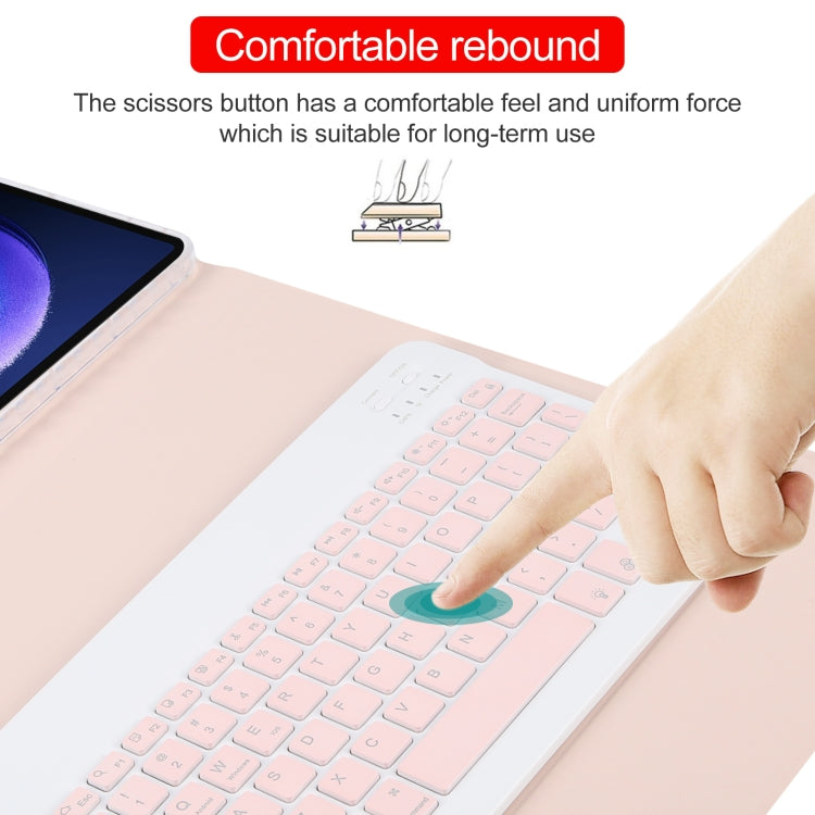 For Xiaomi Pad 6 Square Button Backlight Bluetooth Keyboard Rotatable Holder Leather Case(Rose Gold) - Others Keyboard by PMC Jewellery | Online Shopping South Africa | PMC Jewellery